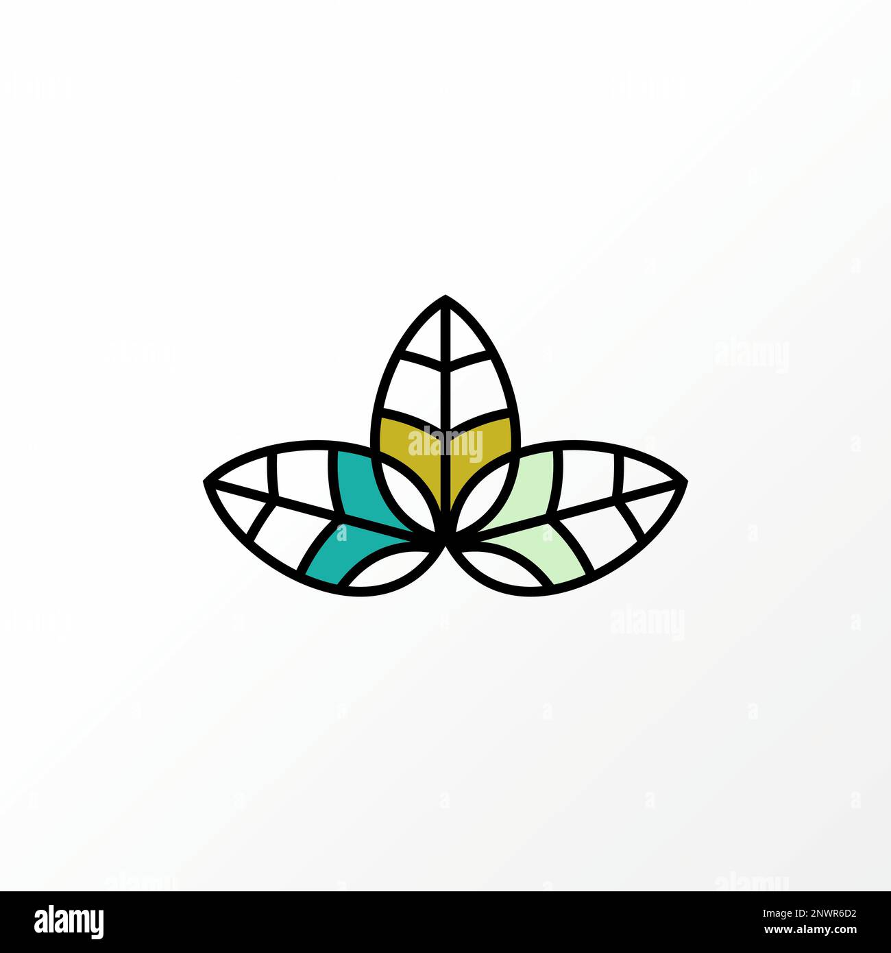 Einzigartiges, aber einfaches Blatt mit drei oder drei Linien oder Blätter auf der Mitte und der Seite Grafik Symbol Logo Design abstraktes Konzept Vektormaterial Natur oder Botanik Stock Vektor