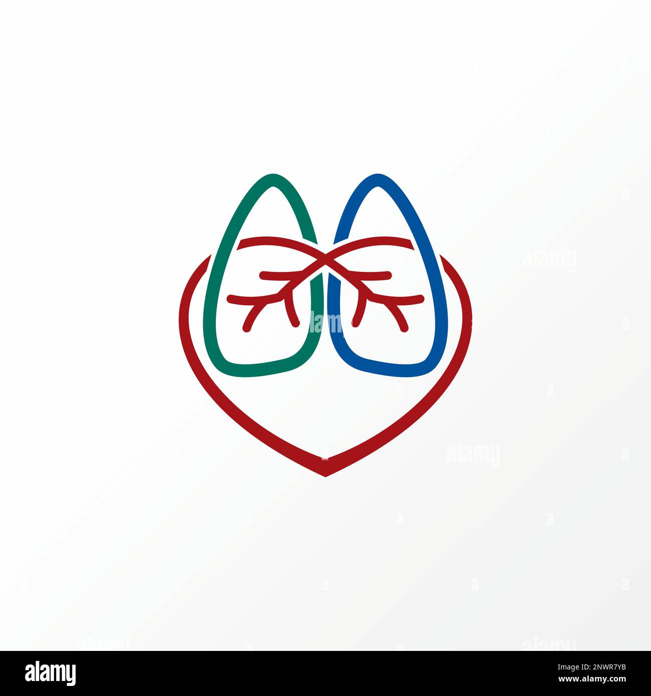 Einzigartige und einfache Lungen und Liebe in Linie Kunst oder out Muskeln Nerven Bild Grafik Symbol Logo Design abstraktes Konzept Vektor Gesundheit oder Organ Stock Vektor