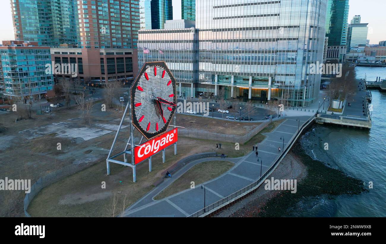 Berühmte Colgate Clock in Jersey City - NEW YORK, USA - 15. FEBRUAR 2023 Stockfoto