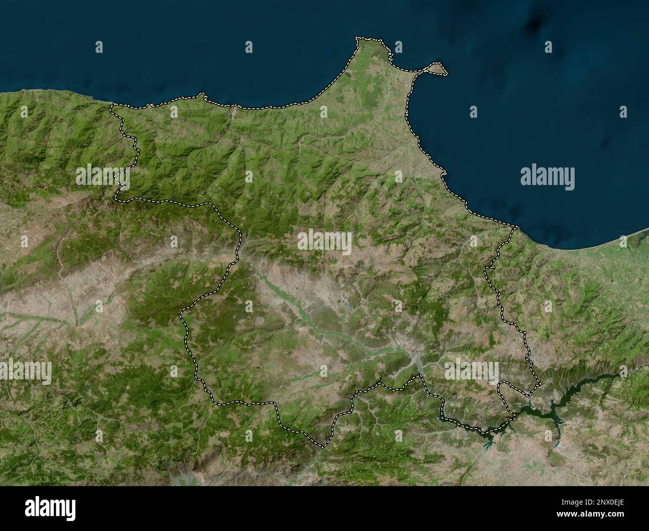 Sinop, Provinz Turkiye. Hochauflösende Satellitenkarte Stockfoto