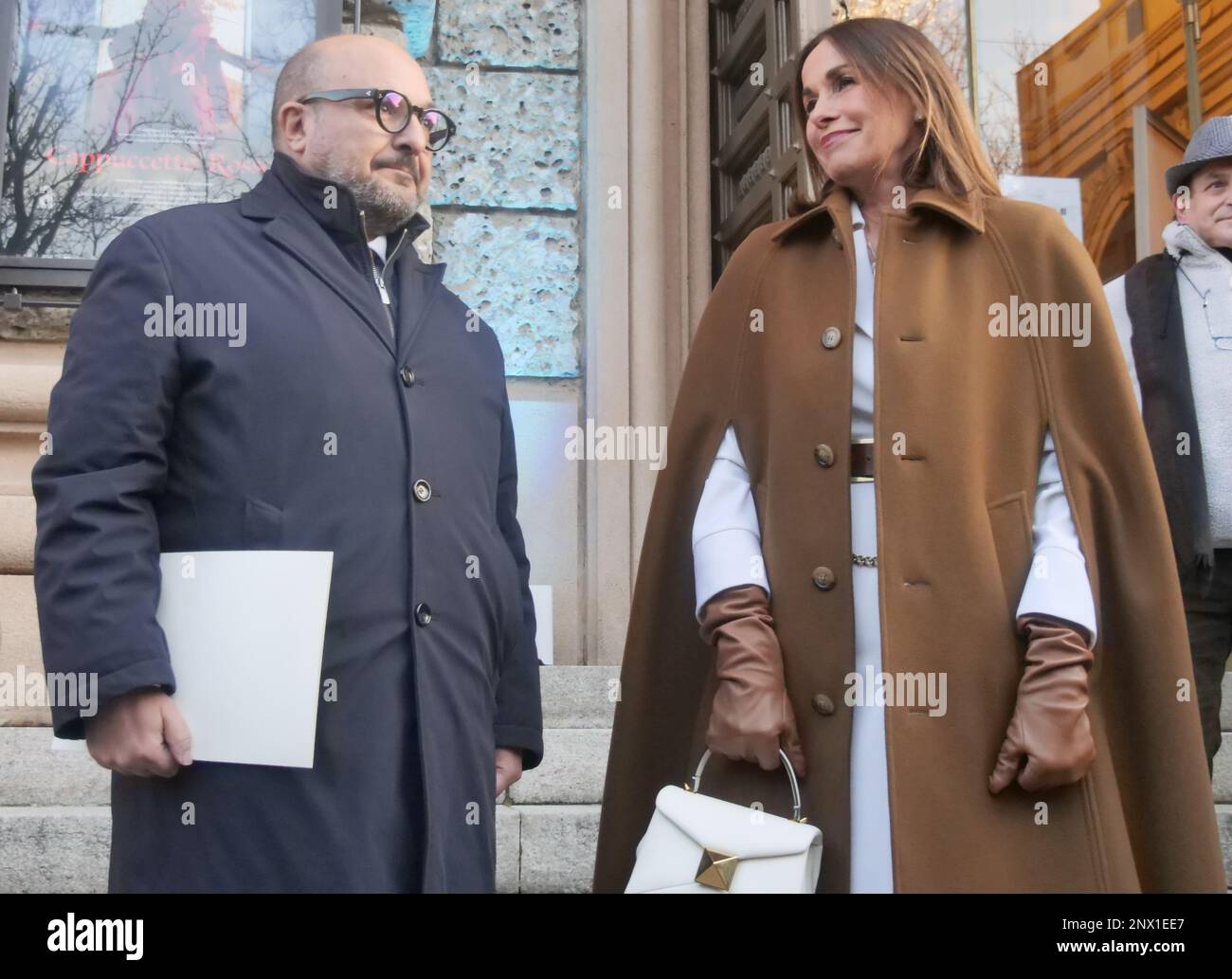 Gennaro Sangiuliano Kulturministerin und Cristina Parodi vor der Eröffnungsfeier der Kulturhauptstadt Bergamo brescia 2023 Stockfoto