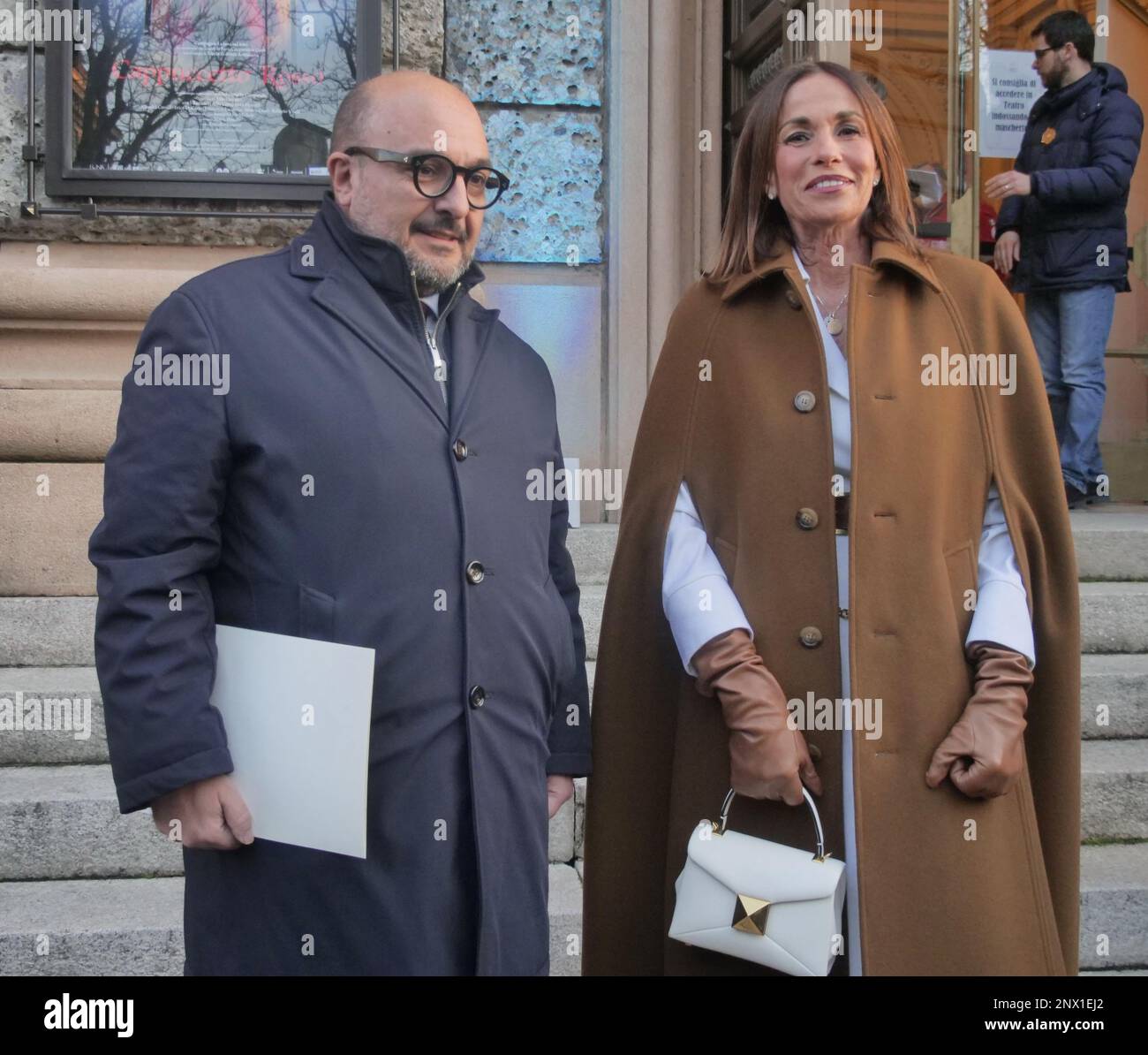 Gennaro Sangiuliano Kulturministerin und Cristina Parodi vor der Eröffnungsfeier der Kulturhauptstadt Bergamo brescia 2023 Stockfoto