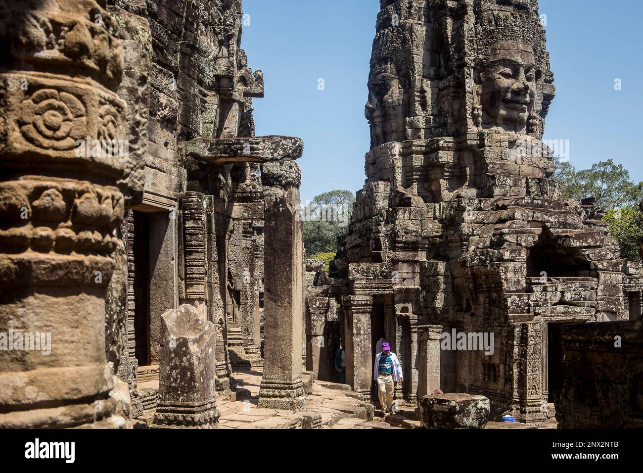 Bayon Tempel, Angkor Thom, Angkor, Siem Reap, Kambodscha Stockfoto