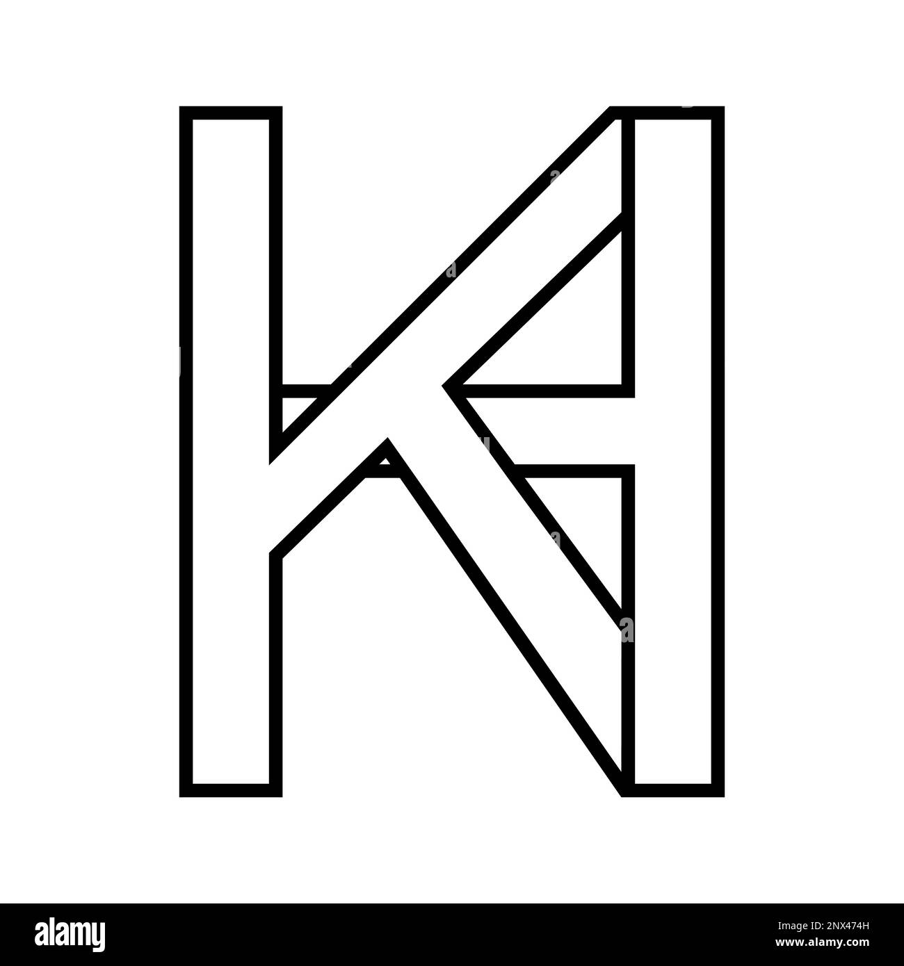 Logo-Schild kh hk, Icon Doppelbuchstabe Logo h k Stock Vektor