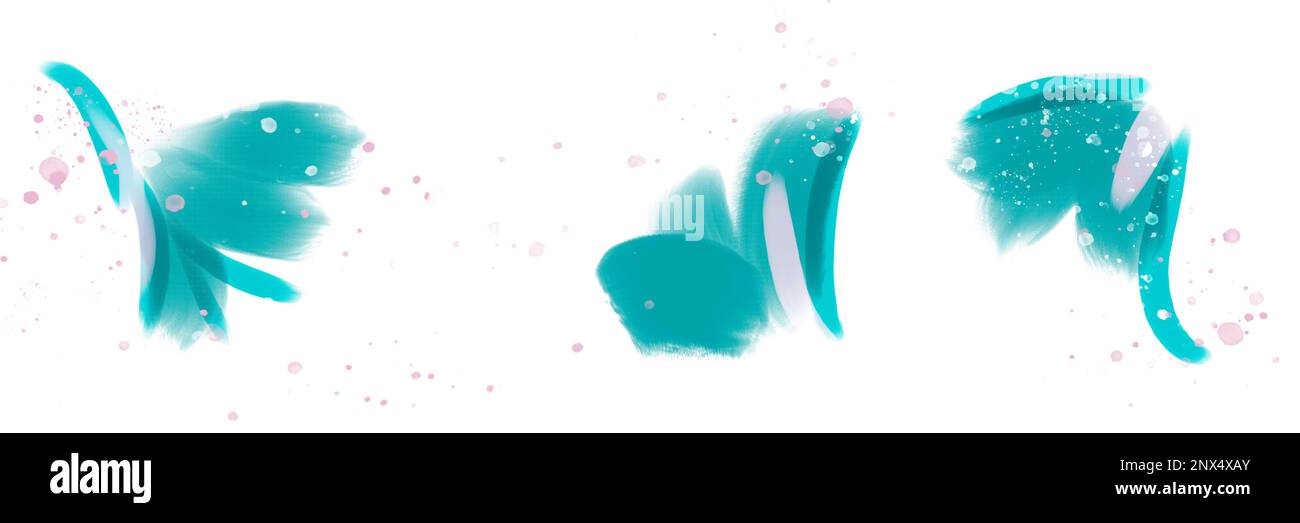 Handgezeichnetes Bildmaterial, Aquarellelemente auf weißem Hintergrund mit Platz für Text Stockfoto