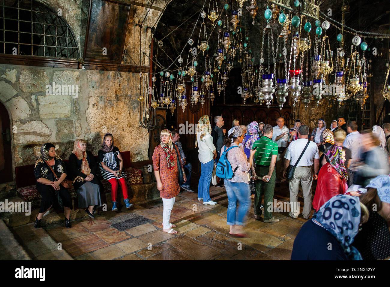 Besucher, Grab der Jungfrau Maria, Ölberg, Jerusalem, Israel. Stockfoto