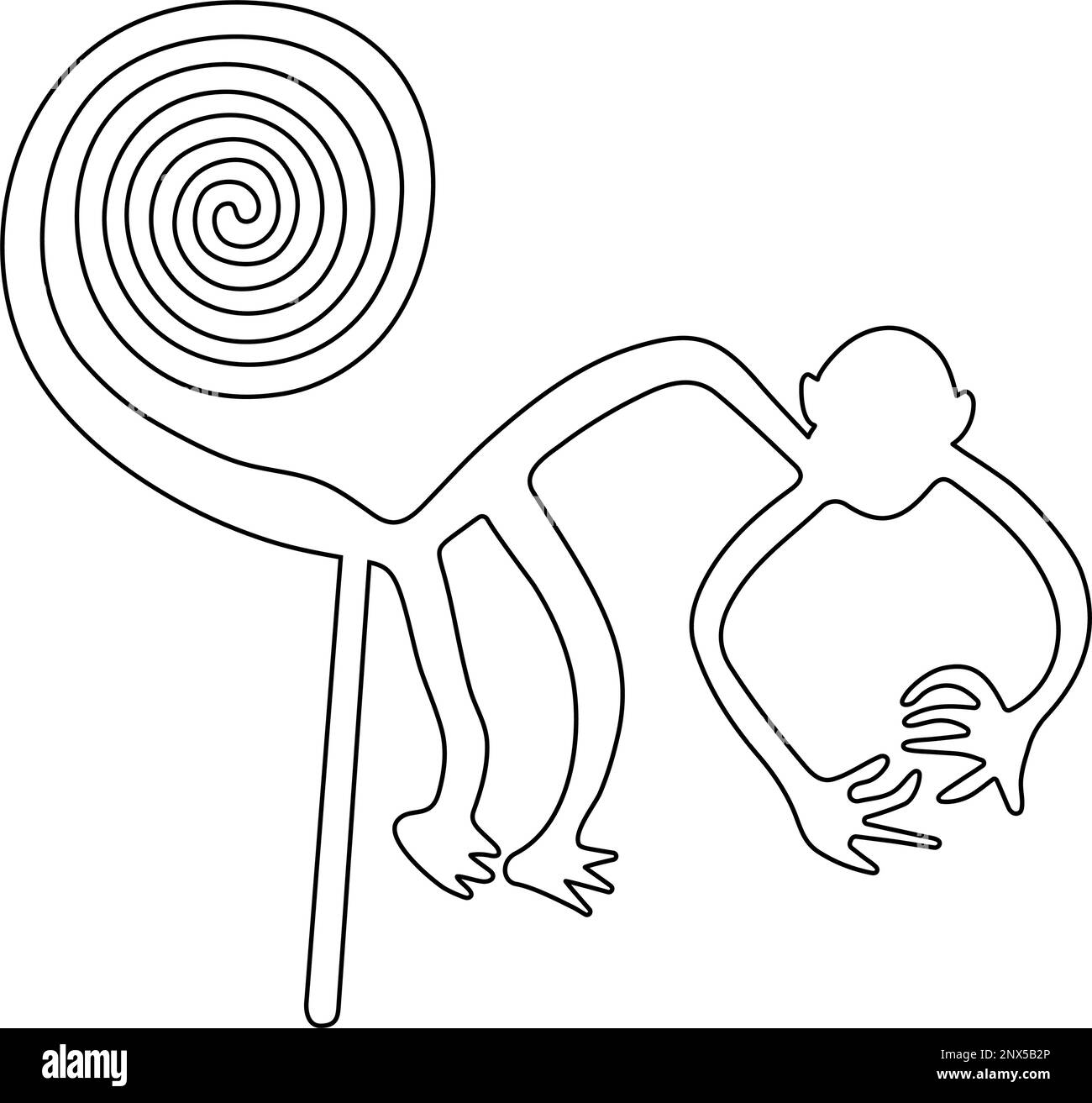Geoglyphe des Affen, Nazca-Linien, Nazca-Wüste, Peru Stock Vektor
