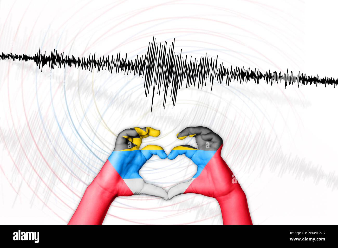 Erdbeben Antigua und Barbuda Symbol der Heart Richter Scale Stockfoto