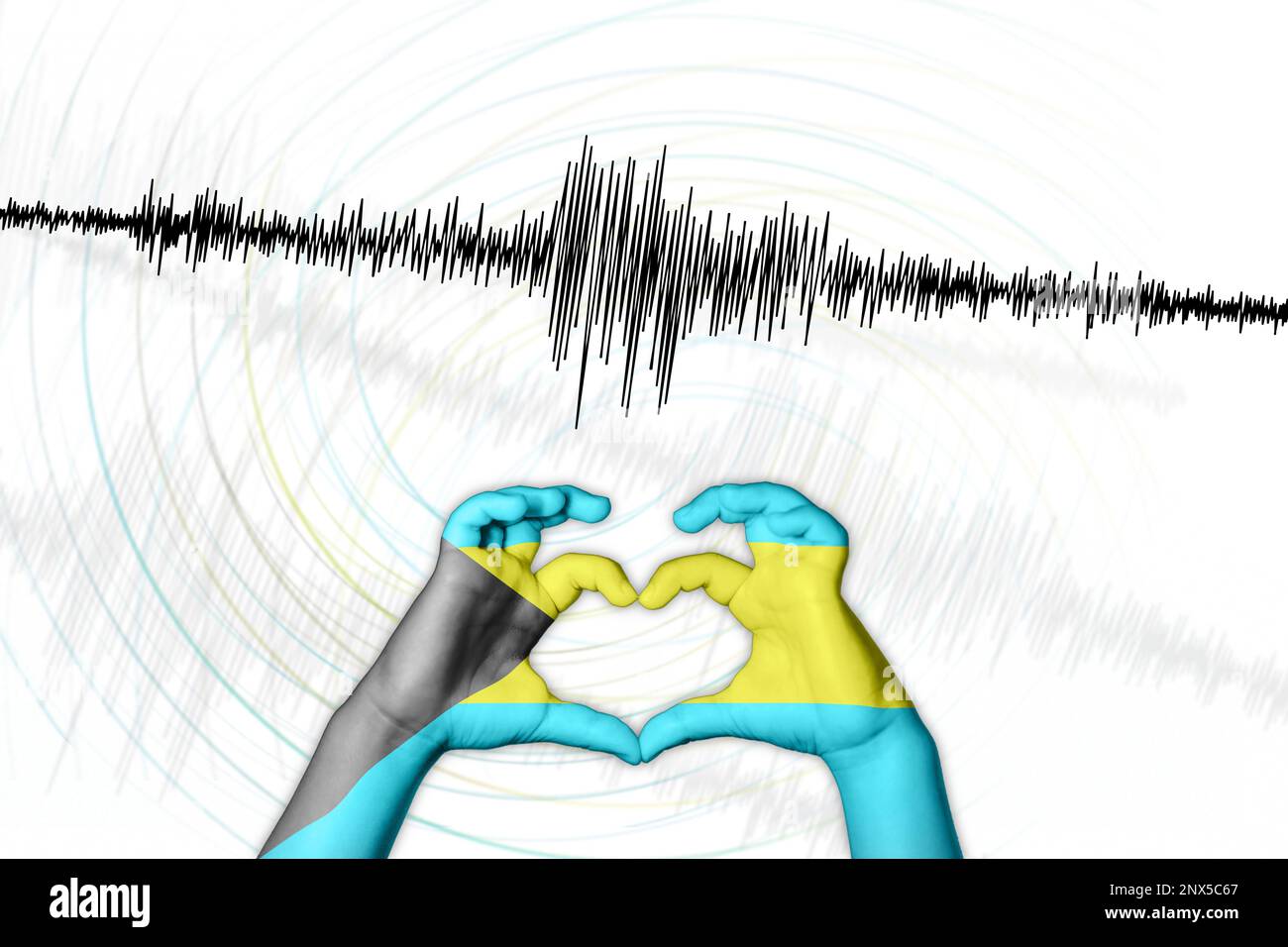 Seismische Aktivität Erdbeben Bahamas Symbol der Heart Richter Scale Stockfoto