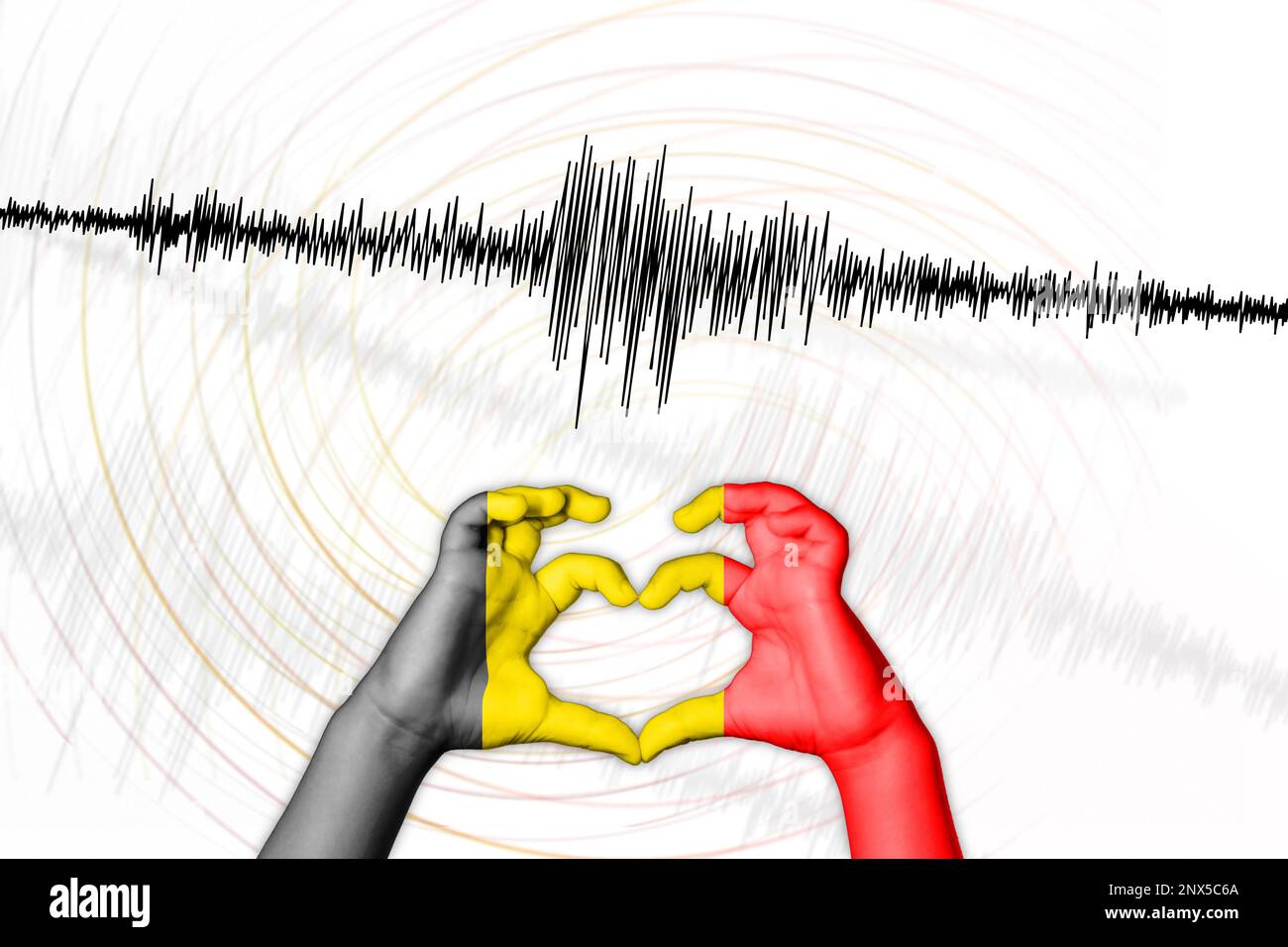 Erdbeben in Belgien Symbol der Heart Richter Scale Stockfoto