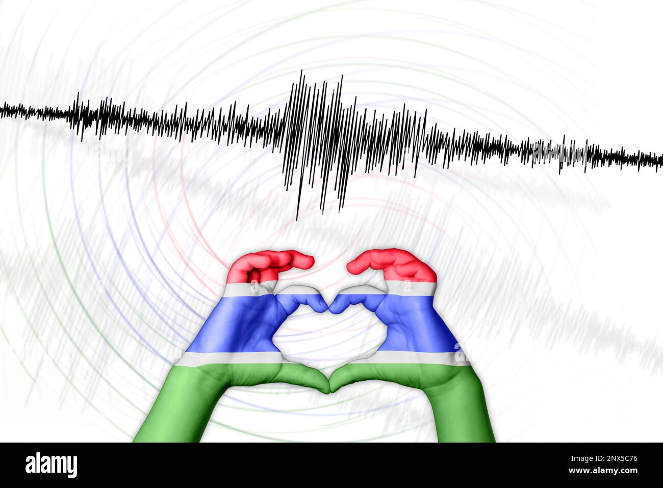 Erdbeben Gambias Symbol der Heart Richter Scale Stockfoto