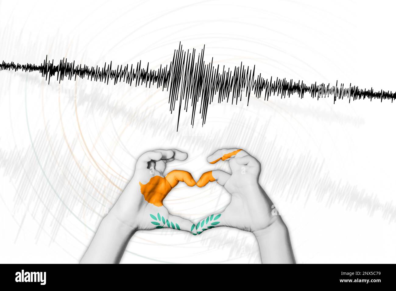 Erdbeben Zyperns Symbol der Heart Richter Scale Stockfoto