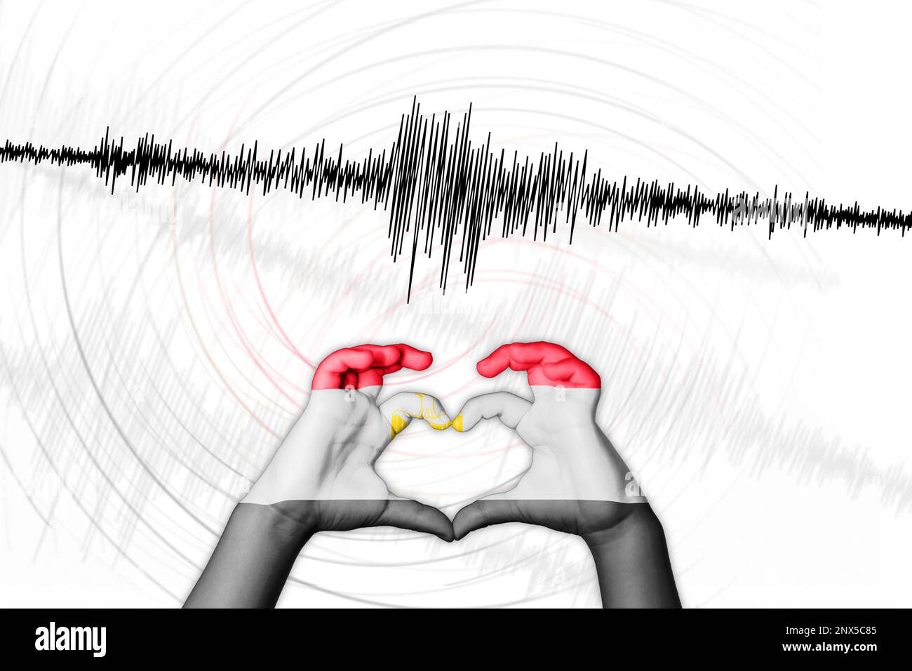 Erdbeben ägyptisches Symbol der Heart Richter Scale Stockfoto