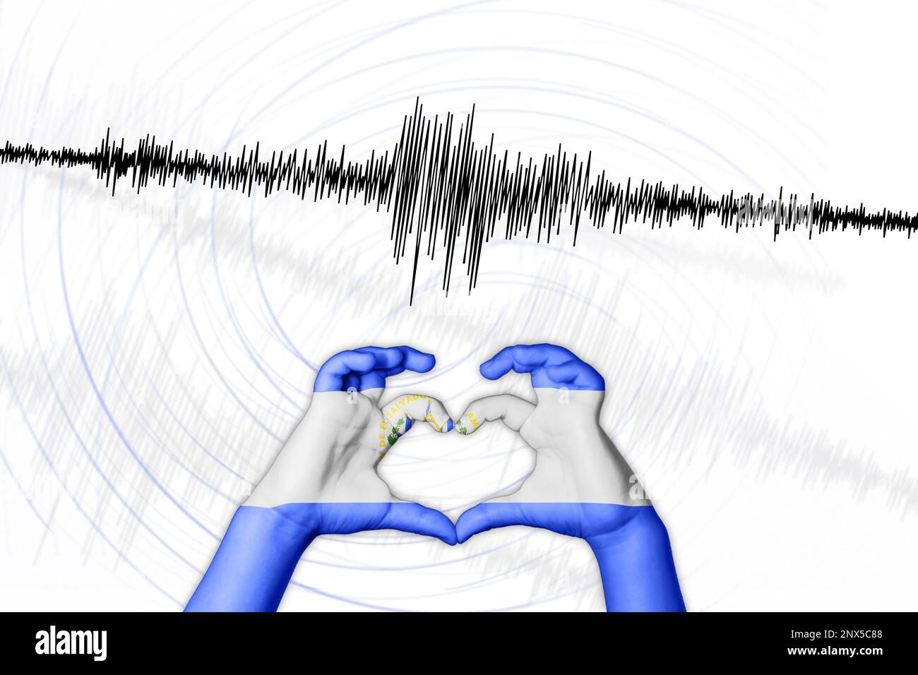 Erdbeben in El Salvador Symbol der Heart Richter Scale Stockfoto