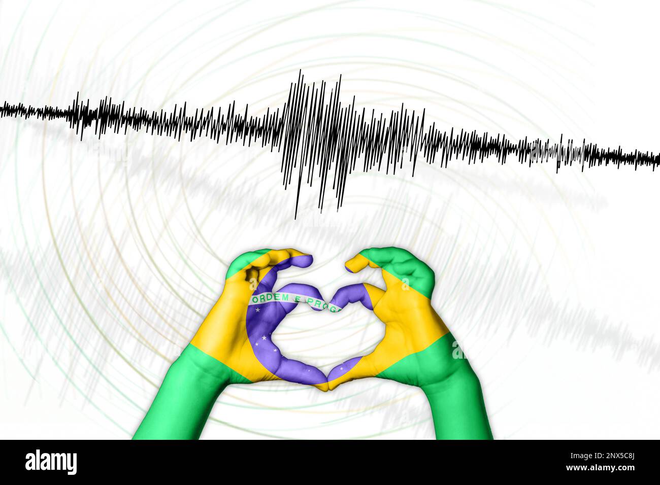 Erdbeben Brasilien Symbol der Heart Richter Scale Stockfoto