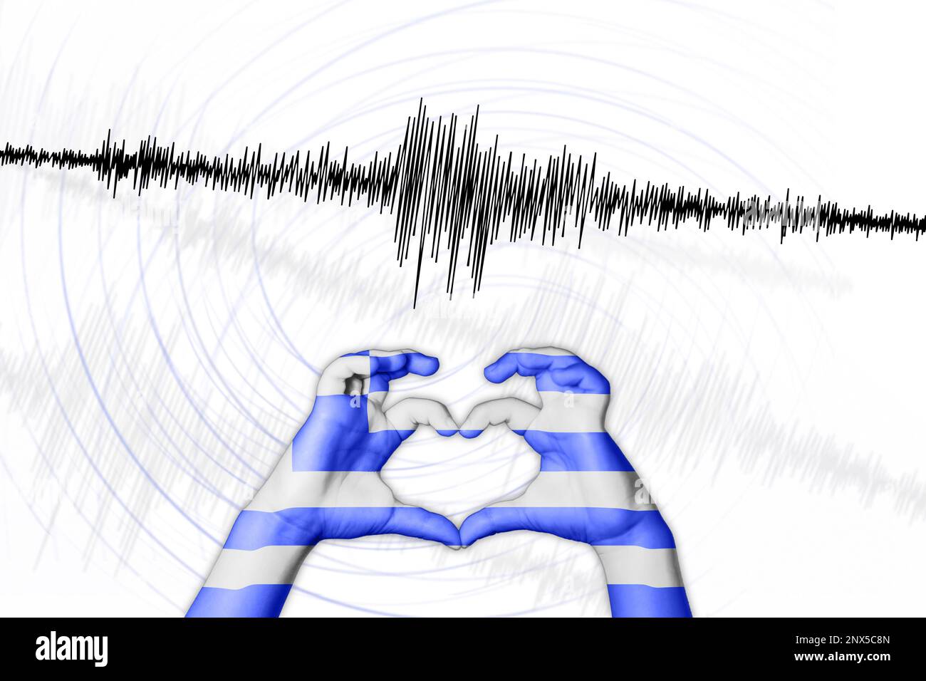 Erdbeben Griechenland Symbol der Heart Richter Scale Stockfoto