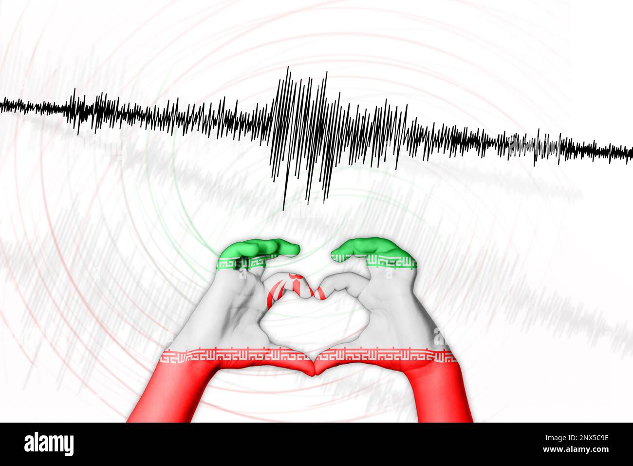 Erdbeben Irans Symbol der Heart Richter Scale Stockfoto
