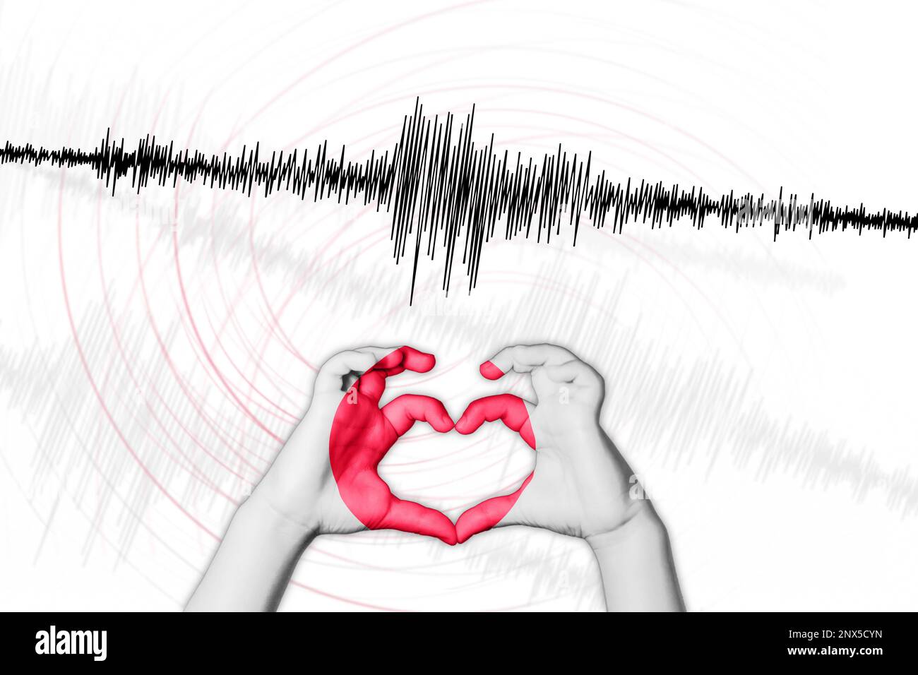 Erdbeben Japan Symbol der Heart Richter Scale Stockfoto