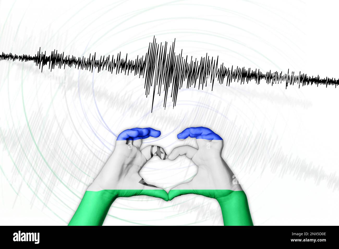 Seismische Aktivität Erdbeben Lesotho Symbol der Heart Richter Scale Stockfoto