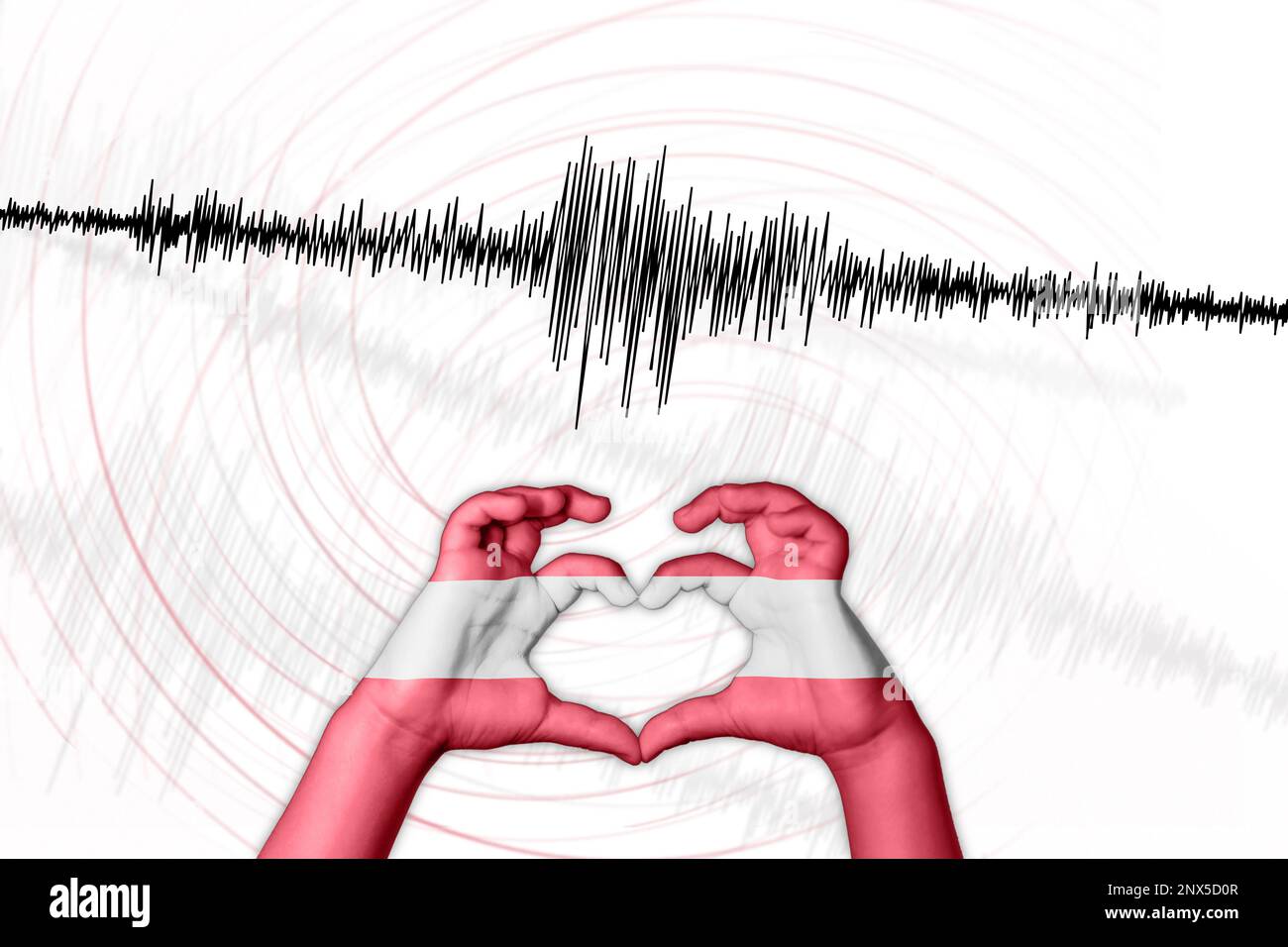 Erdbeben in Lettland Symbol der Heart Richter Scale Stockfoto