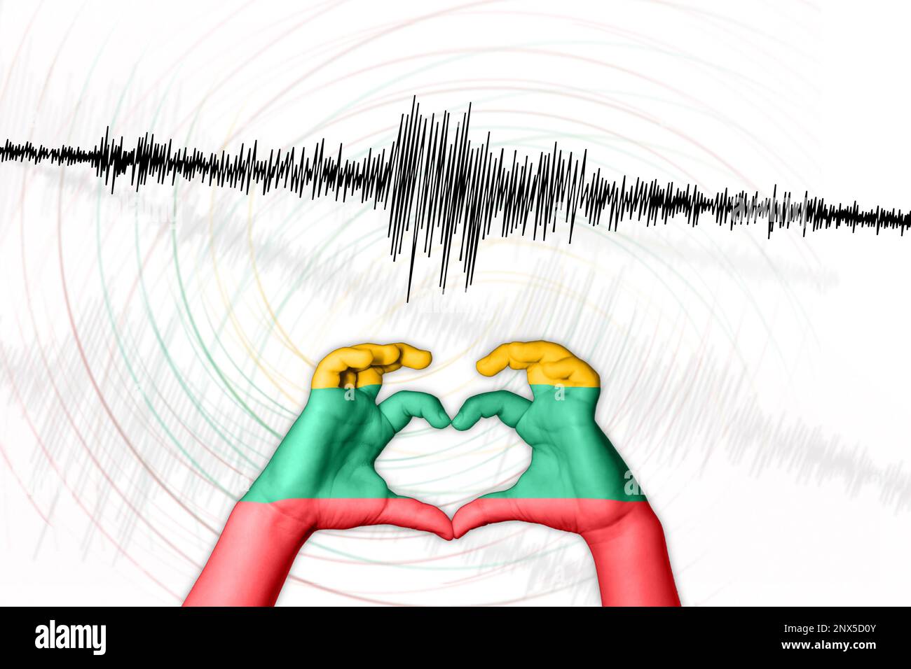 Erdbeben Litauen Symbol der Heart Richter Scale Stockfoto