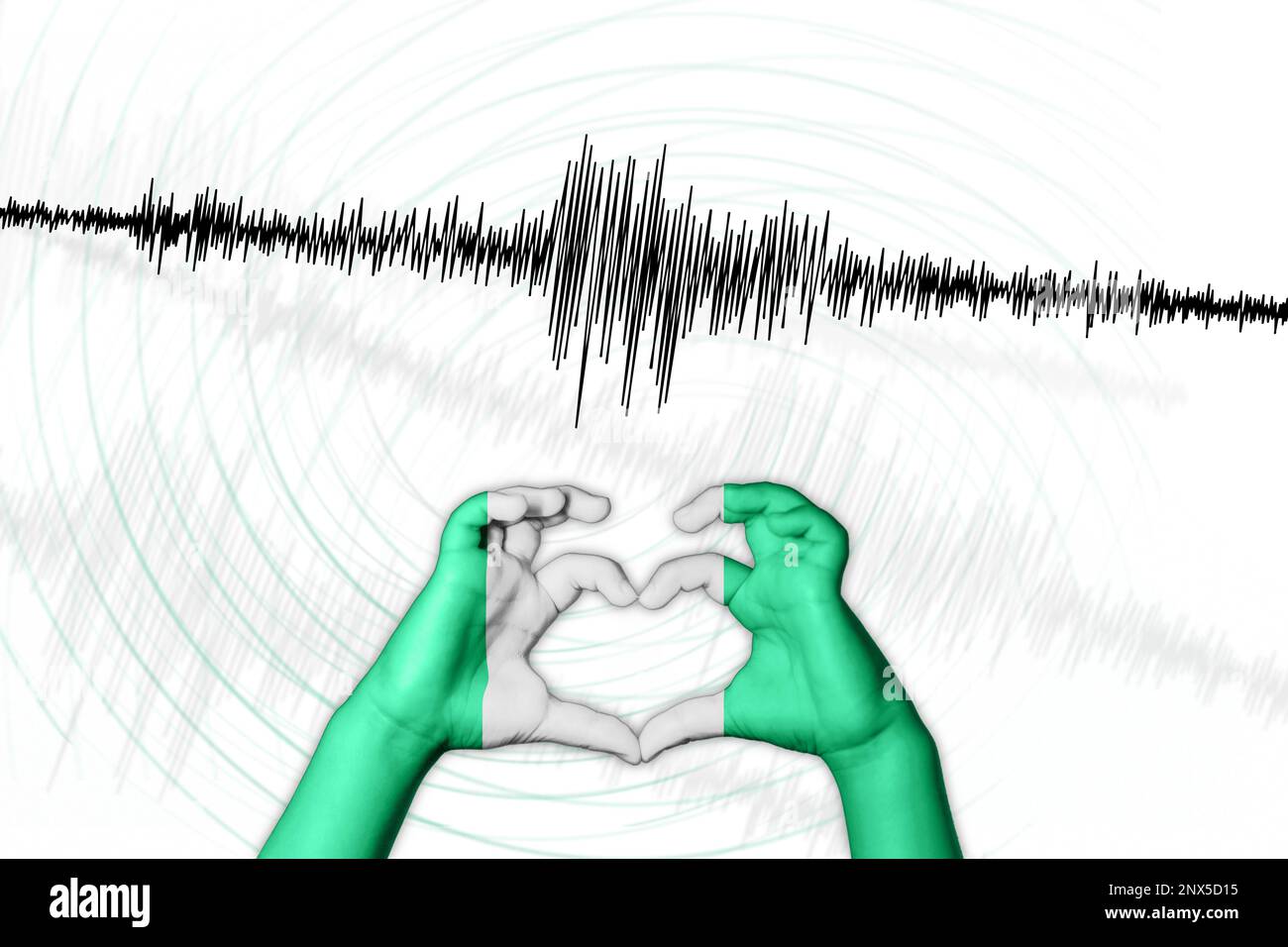Erdbeben Nigeria Symbol der Heart Richter Scale Stockfoto