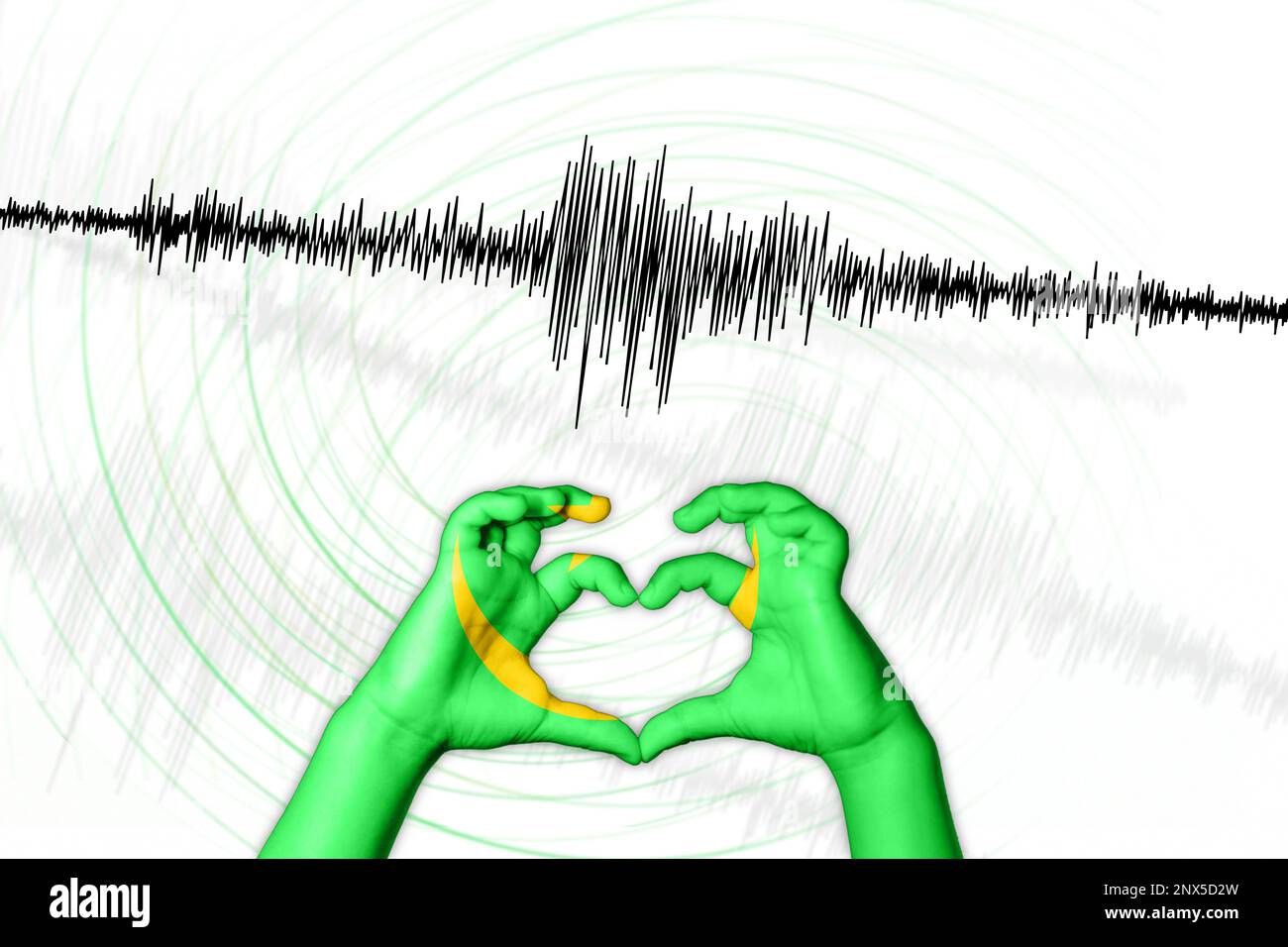 Erdbeben Mauretaniens Symbol der Heart Richter Scale Stockfoto