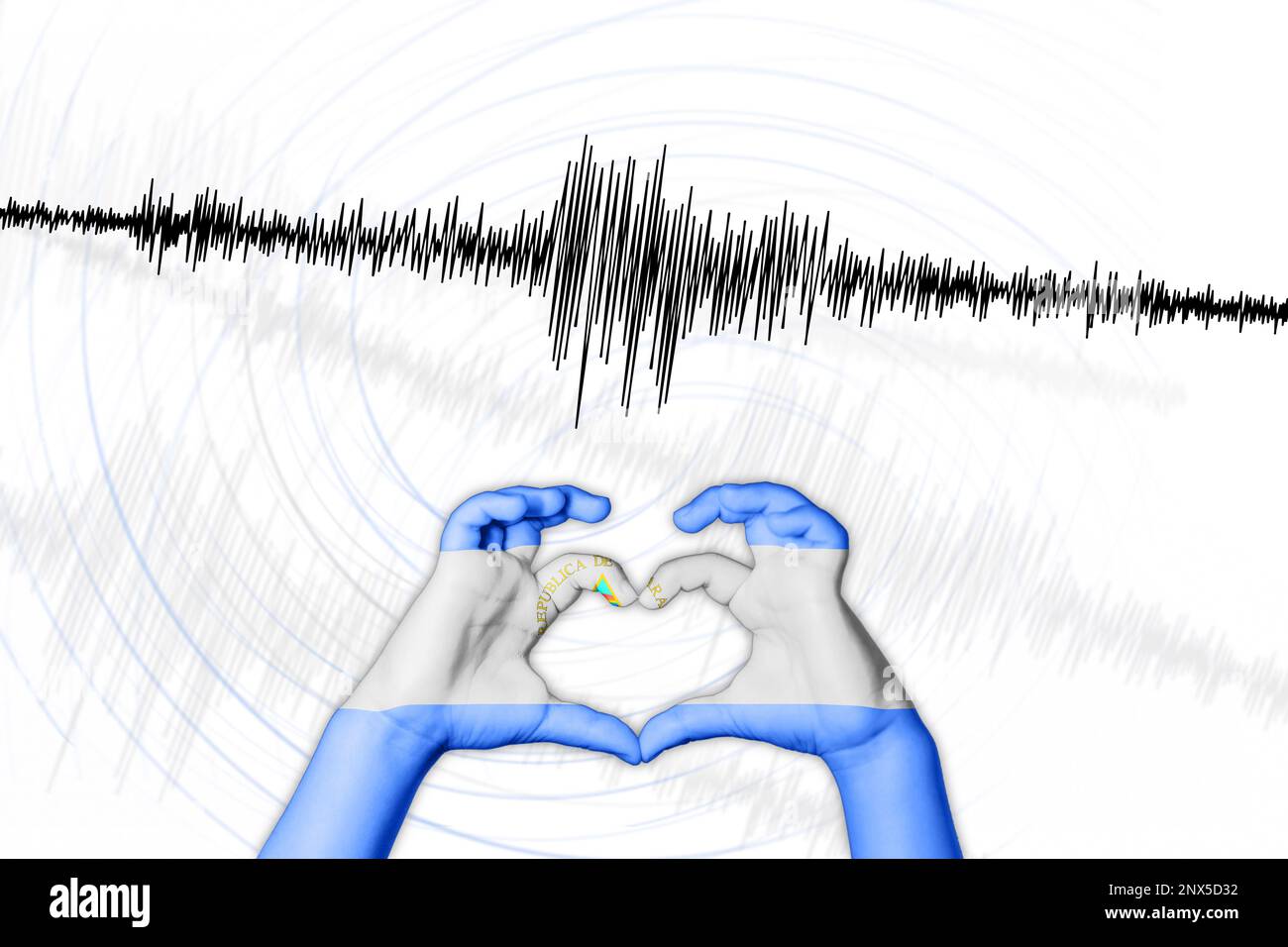 Erdbeben in Nicaragua Symbol der Heart Richter Scale Stockfoto