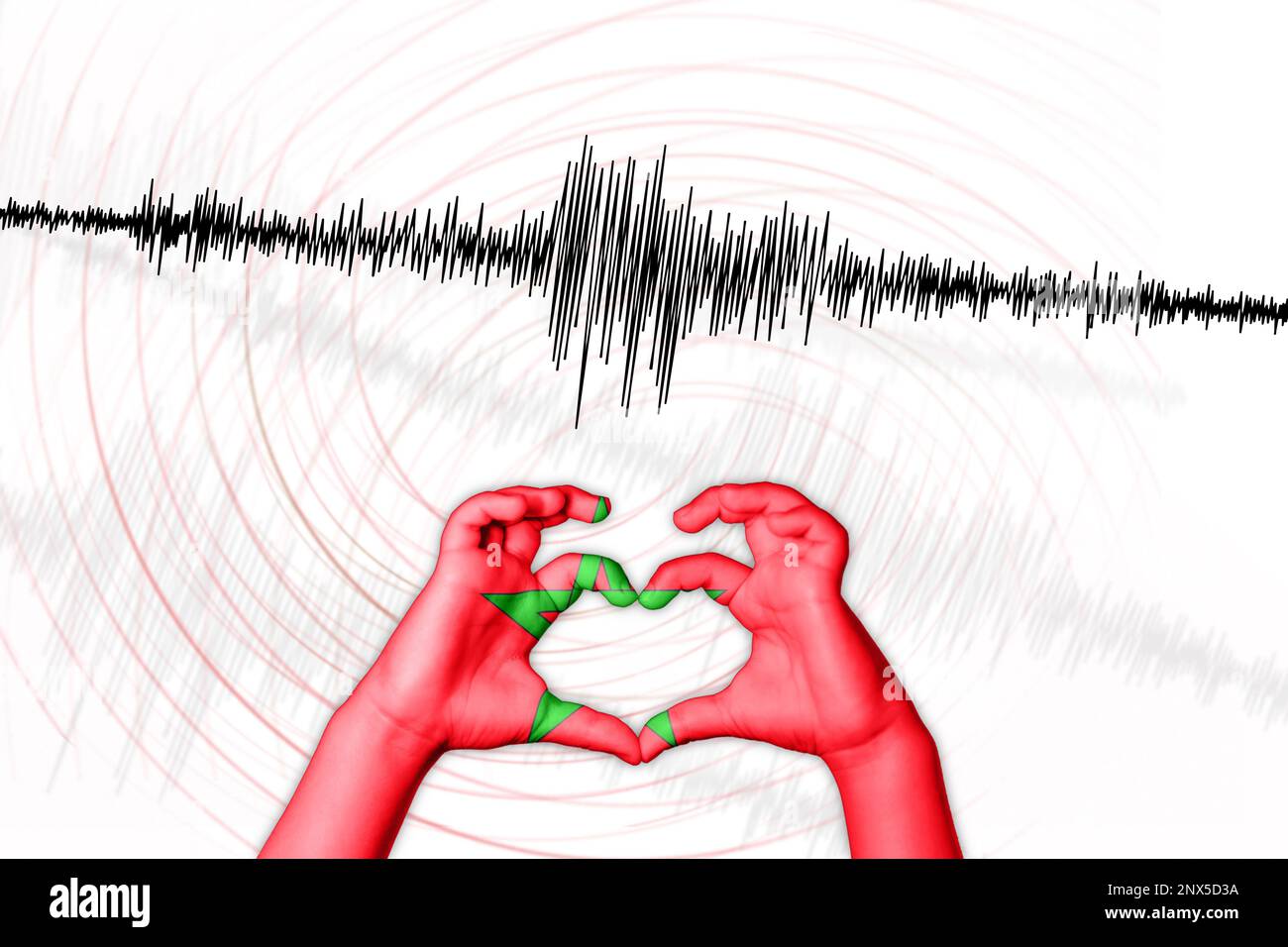 Erdbeben Marokko Symbol der Heart Richter Scale Stockfoto