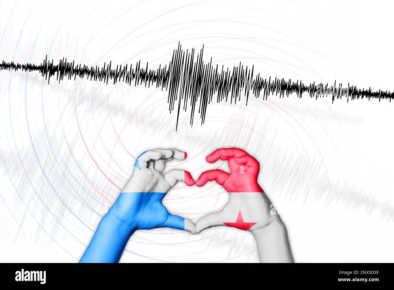 Erdbeben Panamas Symbol der Heart Richter Scale Stockfoto