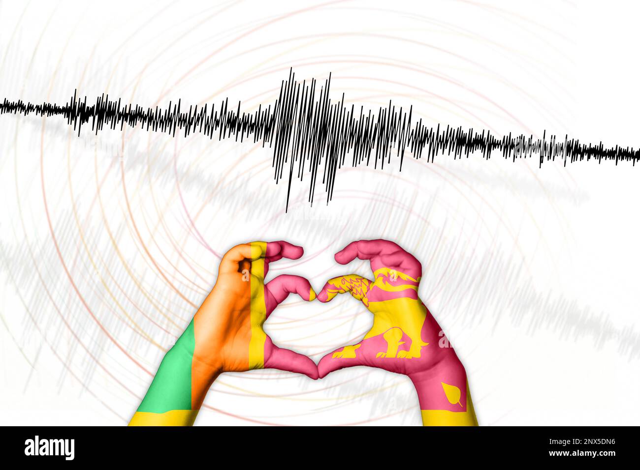 Erdbeben durch seismische Aktivität Sri Lanka Symbol der Heart Richter Scale Stockfoto