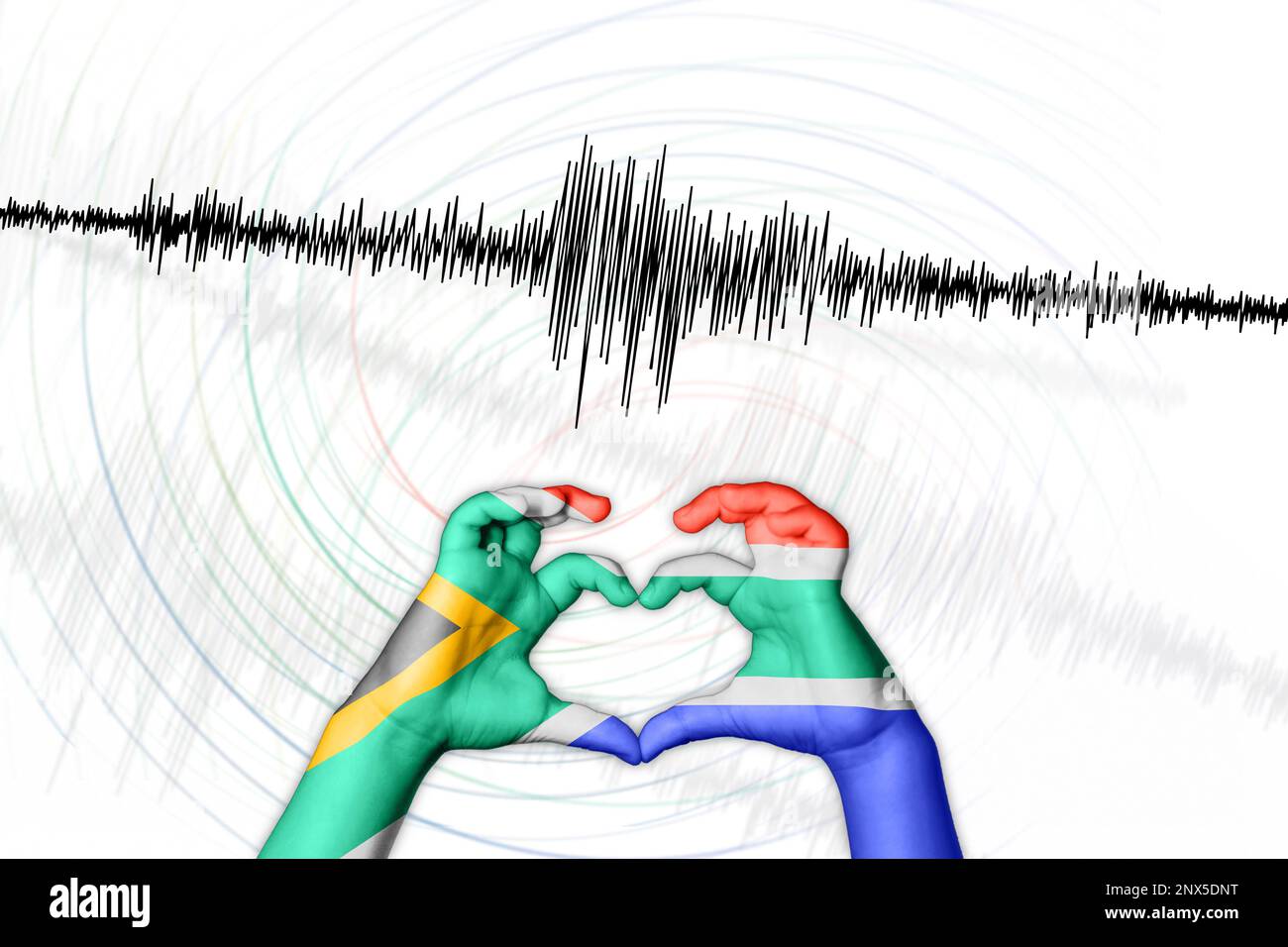 Erdbeben in Südafrika Symbol der Heart Richter Scale Stockfoto