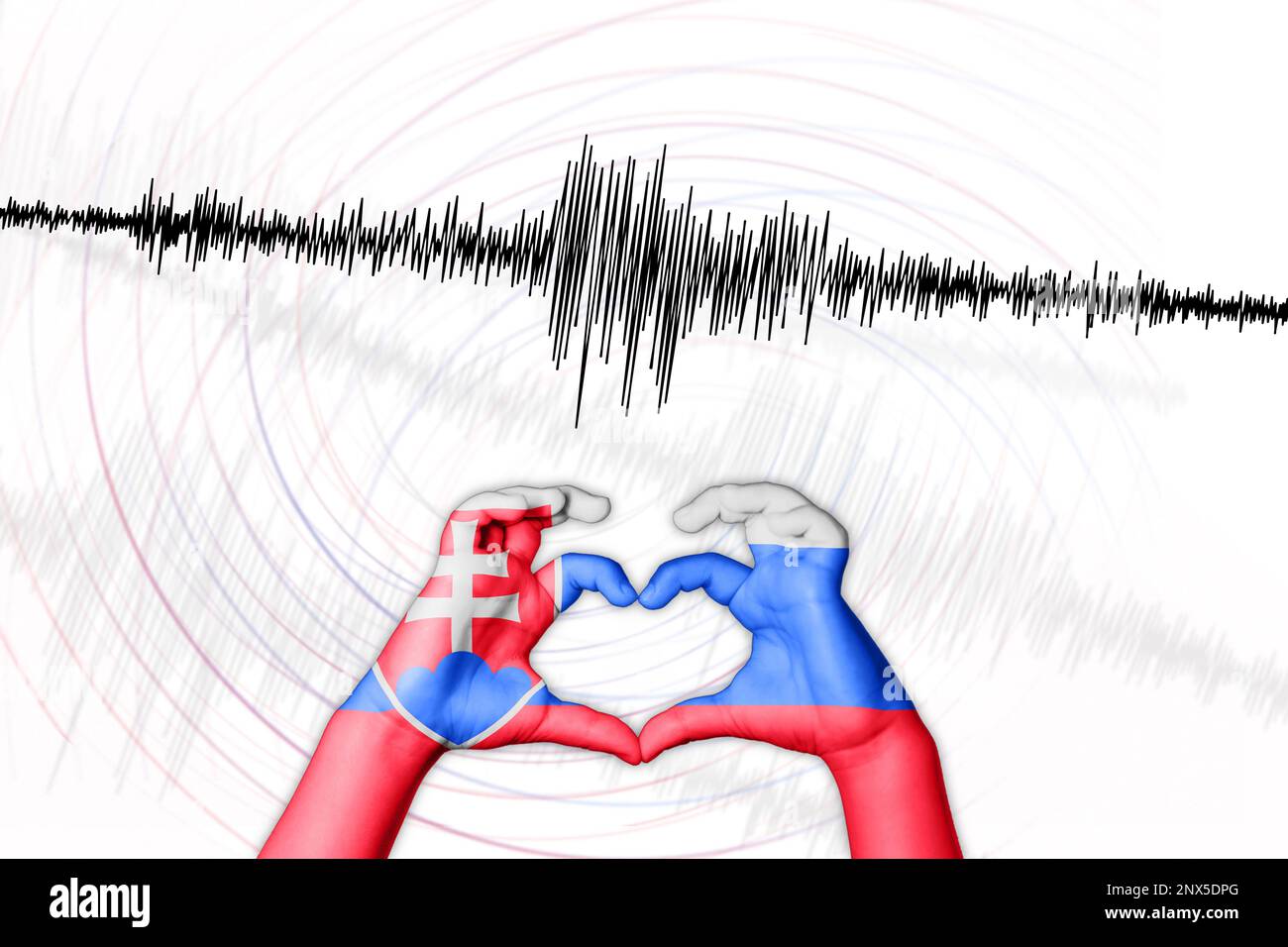 Erdbeben Slowakei Symbol der Heart Richter Scale Stockfoto