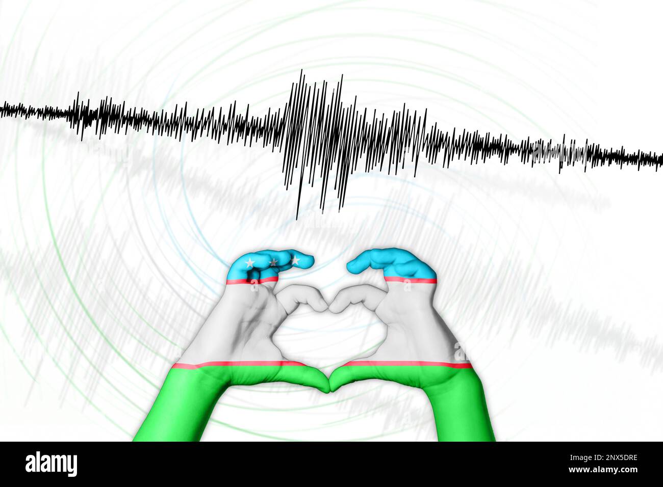Erdbeben Usbekistans Symbol der Heart Richter Scale Stockfoto