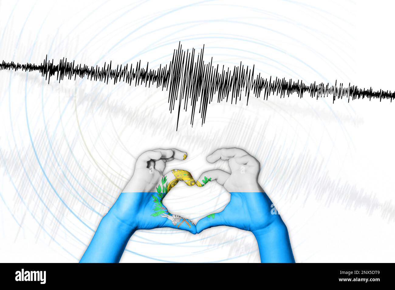 Seismische Aktivität Erdbeben San Marino Symbol der Heart Richter Scale Stockfoto