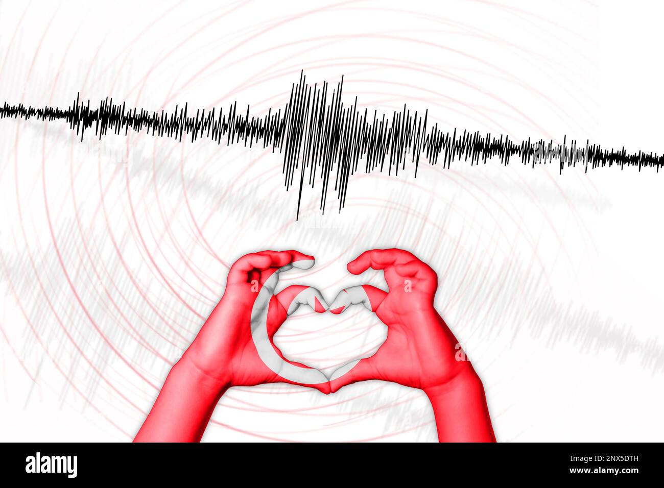 Seismische Aktivität Erdbeben Tunesien Symbol der Heart Richter Scale Stockfoto