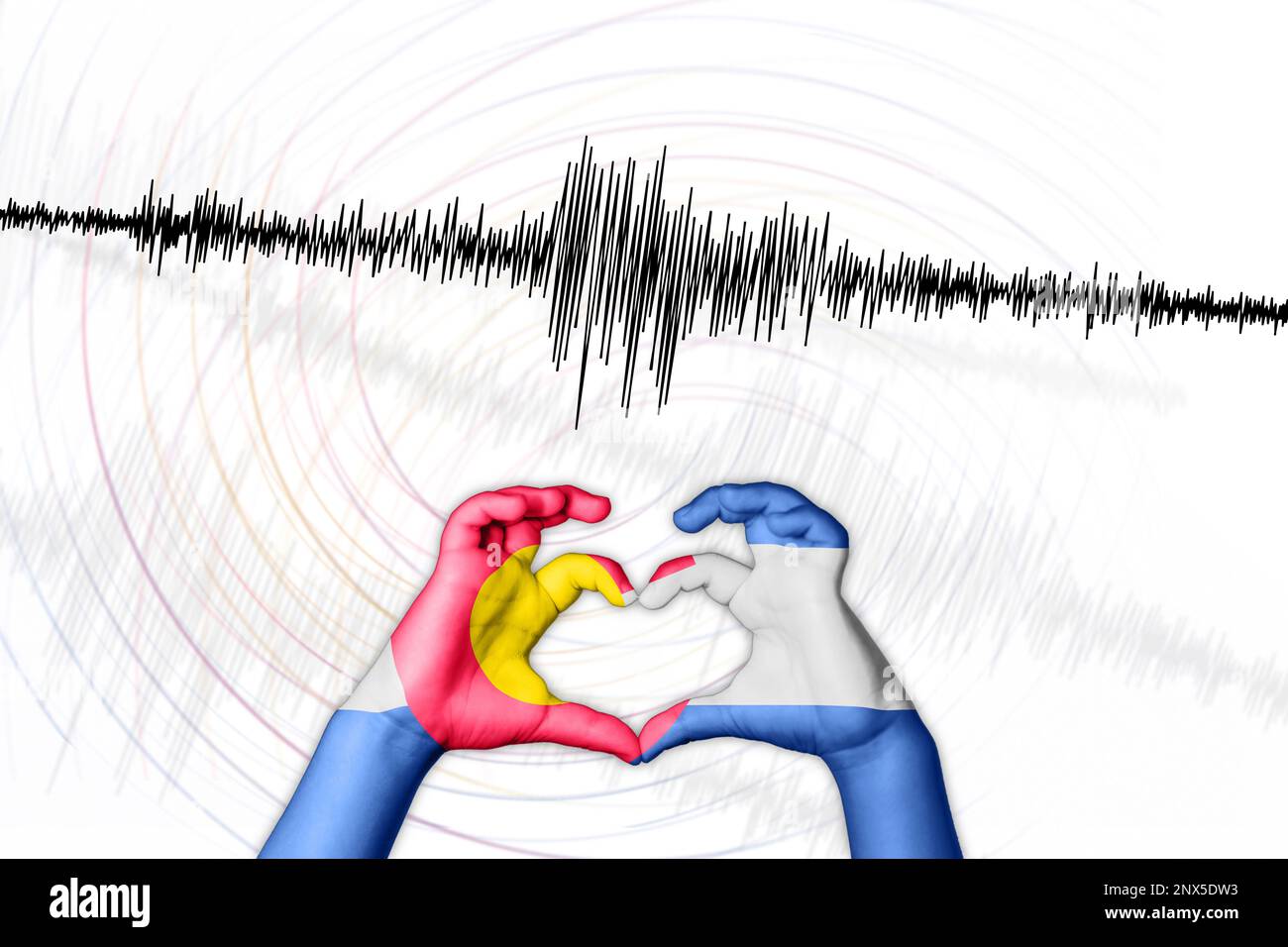 Erdbeben Colorado Symbol der Heart Richter Scale Stockfoto