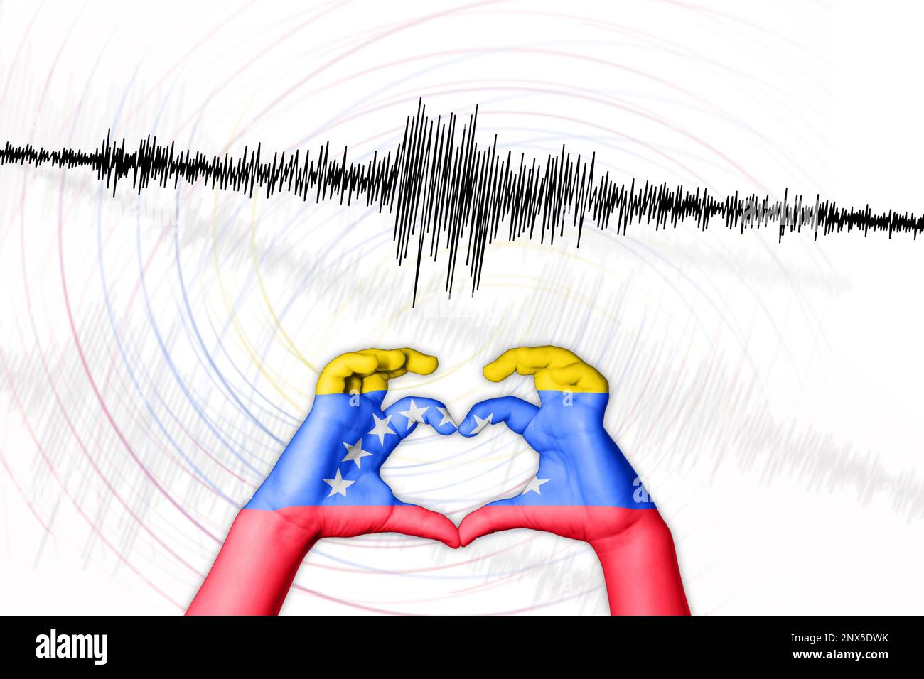 Seismische Aktivität Erdbeben Venezuela Symbol der Heart Richter Scale Stockfoto