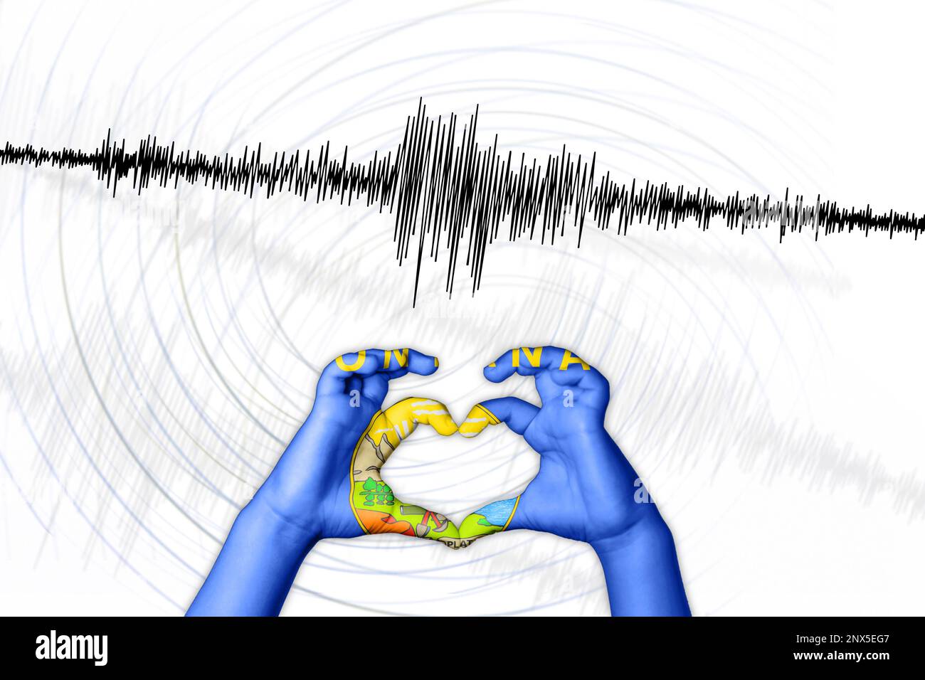 Erdbeben Montanas Symbol der Heart Richter Scale Stockfoto