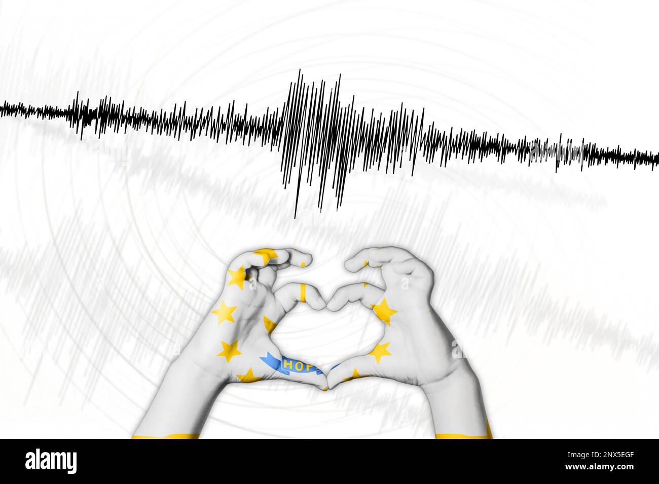 Seismische Aktivität Erdbeben Rhode Island Symbol der Heart Richter Scale Stockfoto