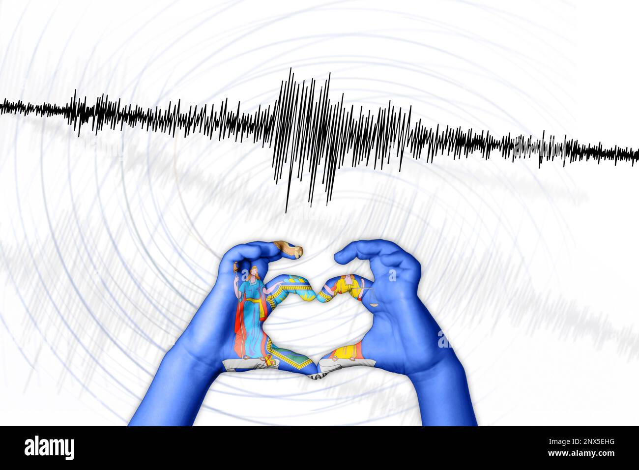 Erdbeben New Yorker Symbol der Heart Richter Scale Stockfoto