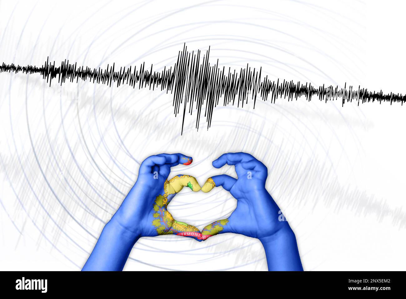 Erdbeben Vermont Symbol der Heart Richter Scale Stockfoto
