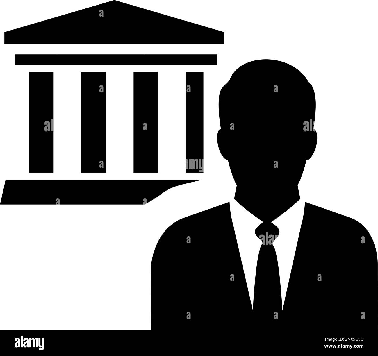 Das Symbol des Regierungsgebäudes und des Managers als Konzept von Management und Governance Stock Vektor