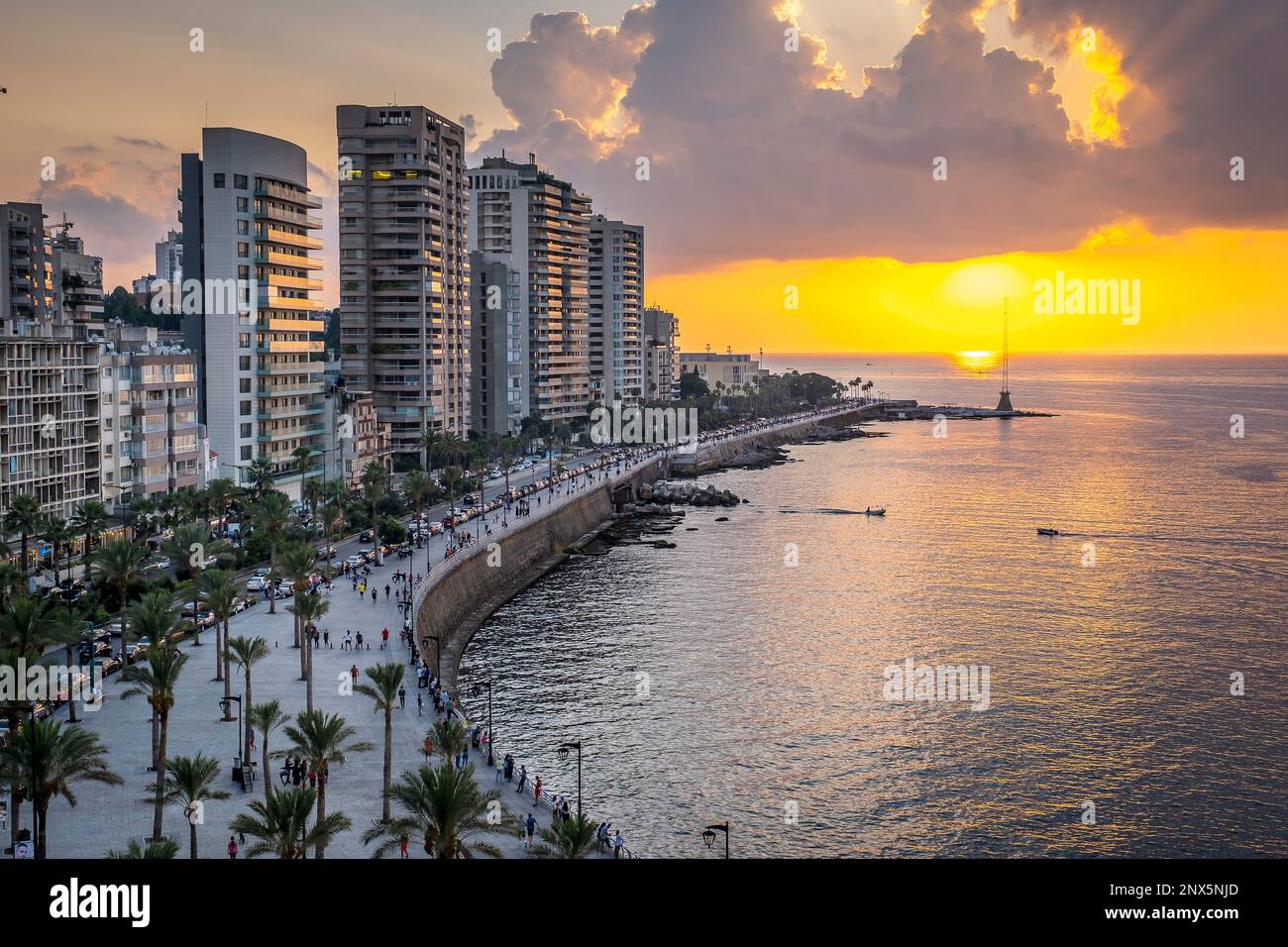 Skyline, Blick auf die Corniche, Beirut, Libanon Stockfoto