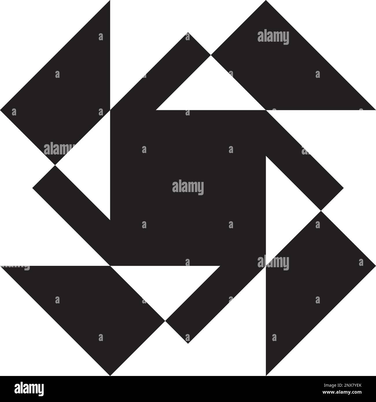 Abstrakte arabeske Quadrate Schwarzer Schmetterling Projektdesigner Schnitt auf transparentem Hintergrund Stock Vektor