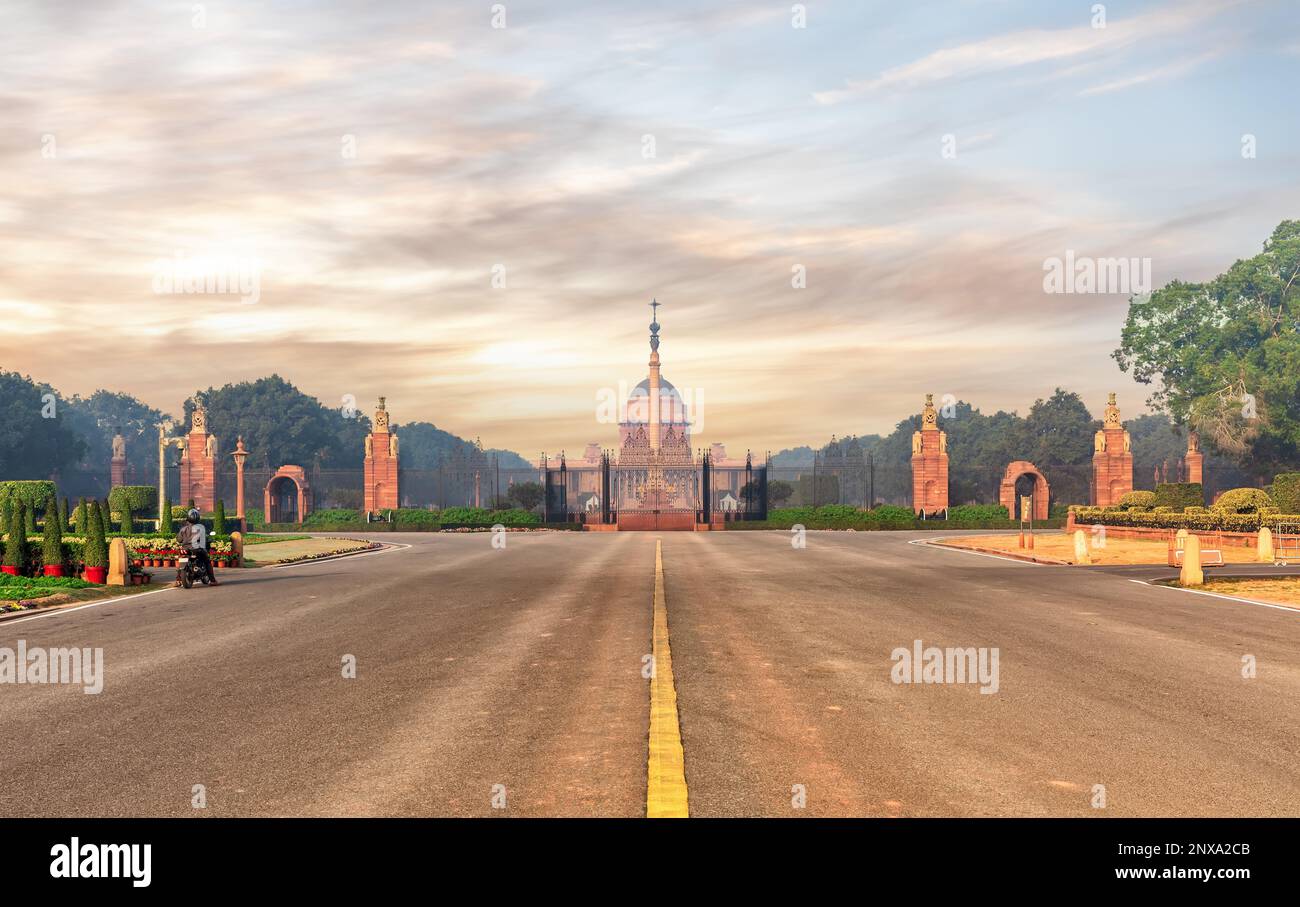 Präsidentenpalast am Rajpath Boulevard und Rasthrapati Bhawan, Delhi, Indien Stockfoto