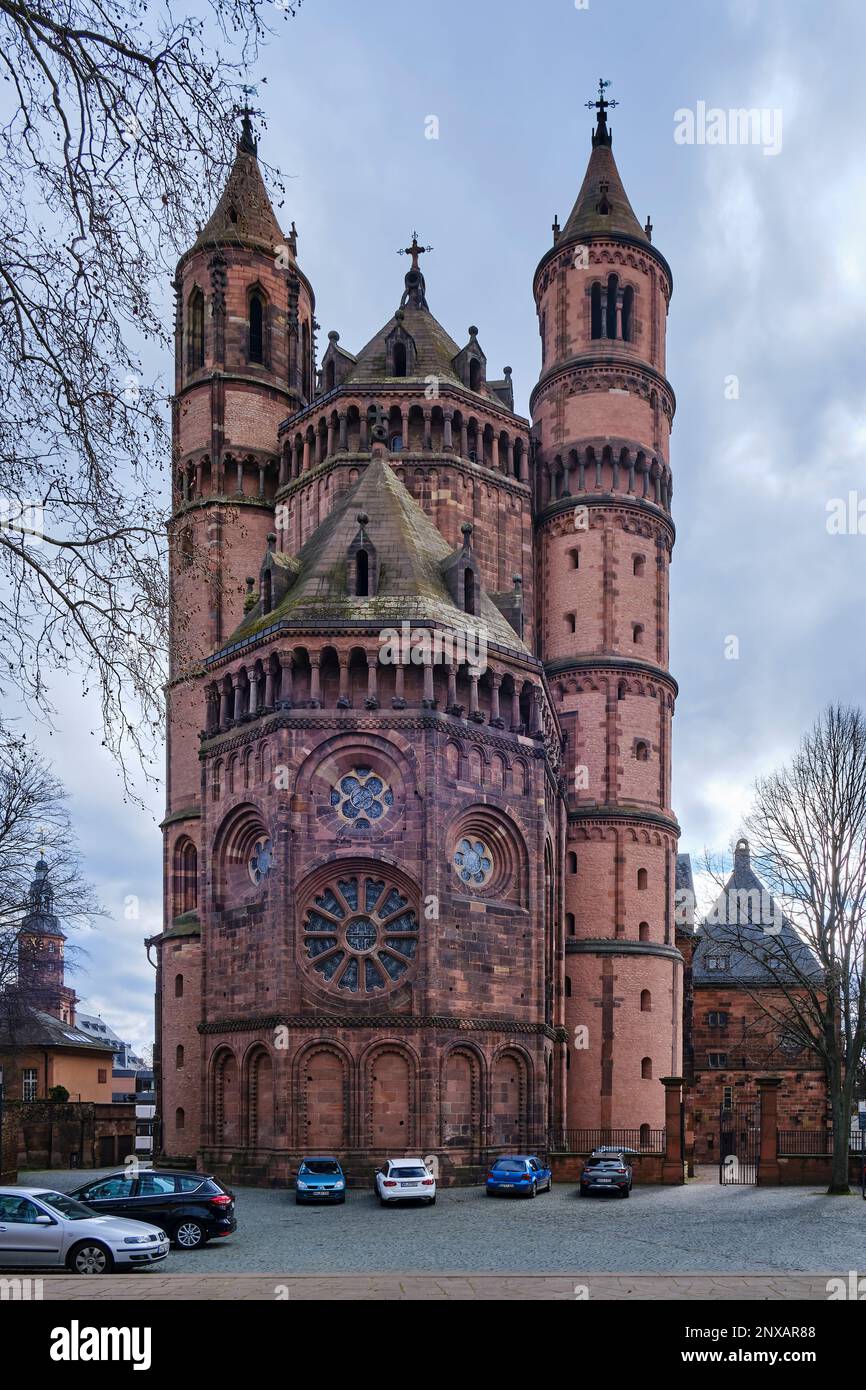 Die kaiserliche Kathedrale von St. Peter in der Stadt Worms, Rheinland-Pfalz, Deutschland, Europa. Stockfoto