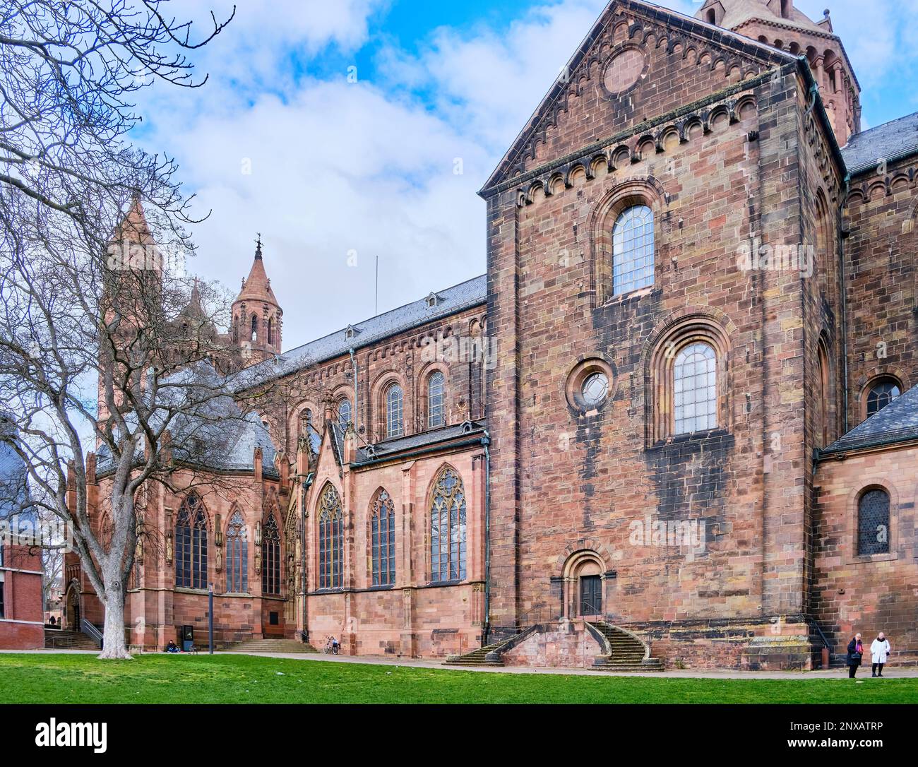 Die kaiserliche Kathedrale von St. Peter in der Stadt Worms, Rheinland-Pfalz, Deutschland, Europa. Stockfoto