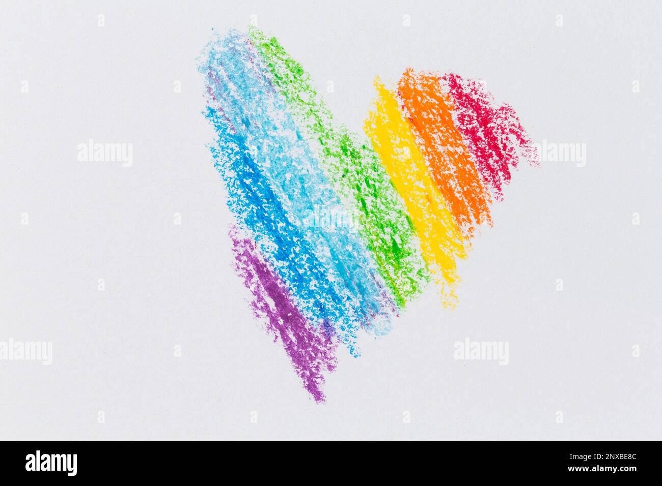 Rainbow Heart Malstift zeichnet Texturfoto für den Hintergrund Stockfoto