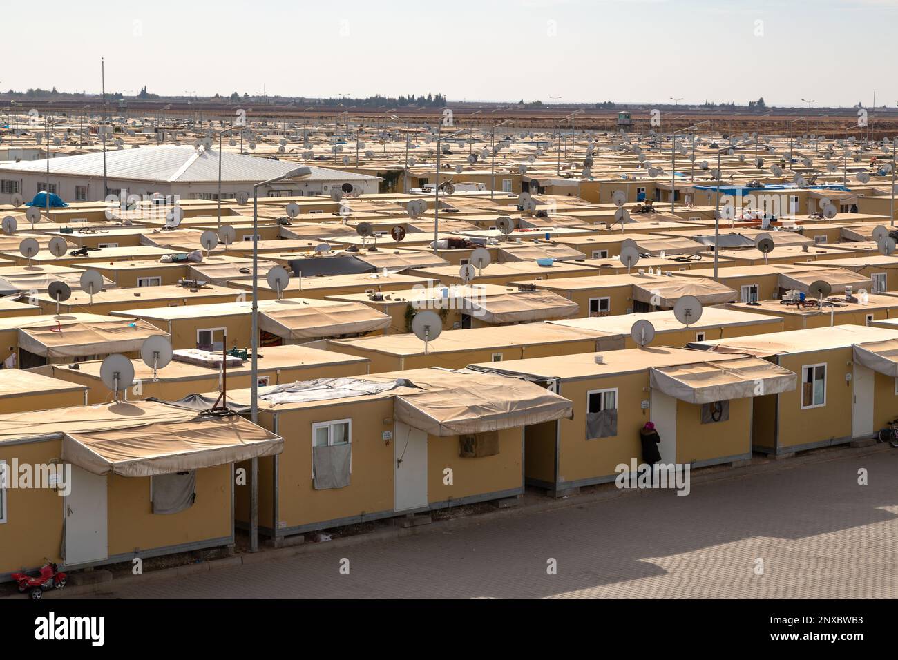 Elbeyli Temporary Accommodation Center in Kilis, Türkei, vorbereitet für syrische Flüchtlinge, die vor dem Krieg fliehen. Elbeyli, Kilis, Türkei-18. November 2015. Stockfoto